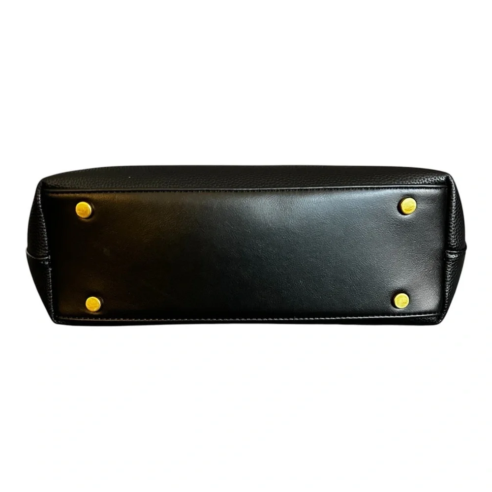 Miztique Black Vegan Leather Shoulder Bag Gold Hardware Tote Bag